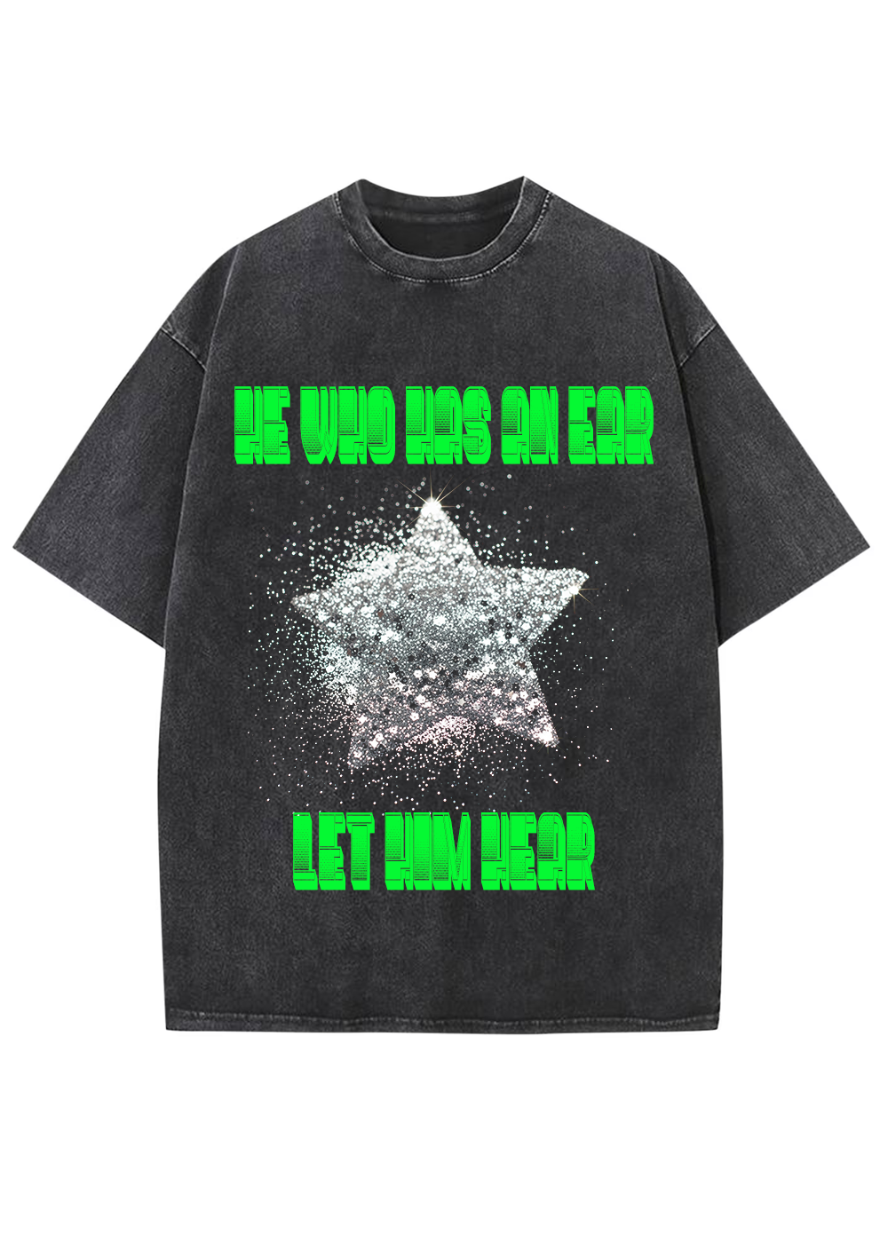Unisex Vintage Wash Glittery Star Graphic Tee Shirt