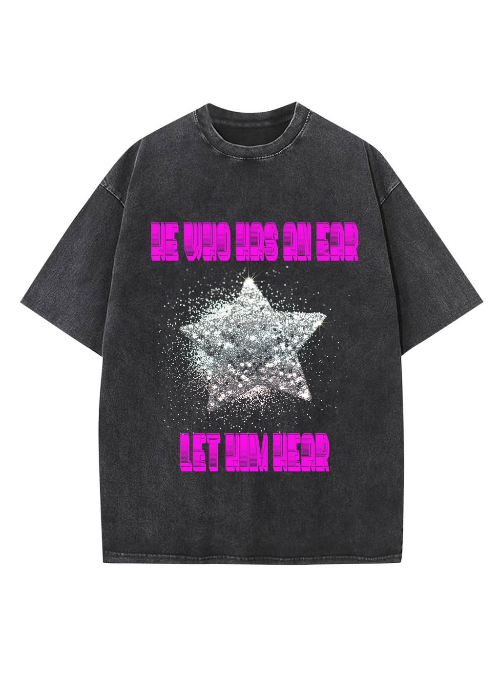Unisex Vintage Wash Glittery Star Graphic Tee Shirt
